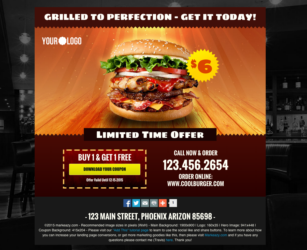 Tasty deal template from LeadPages