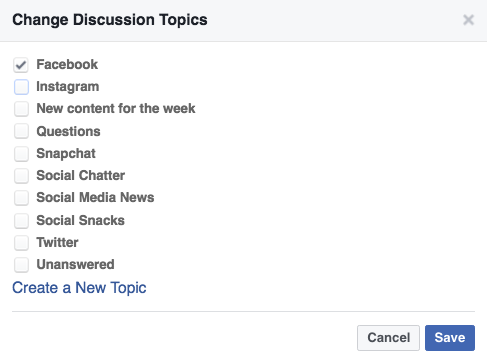 Changing Facebook Group discussion topics