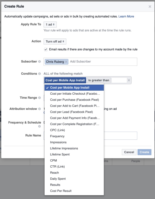 Creating Facebook Ad rules