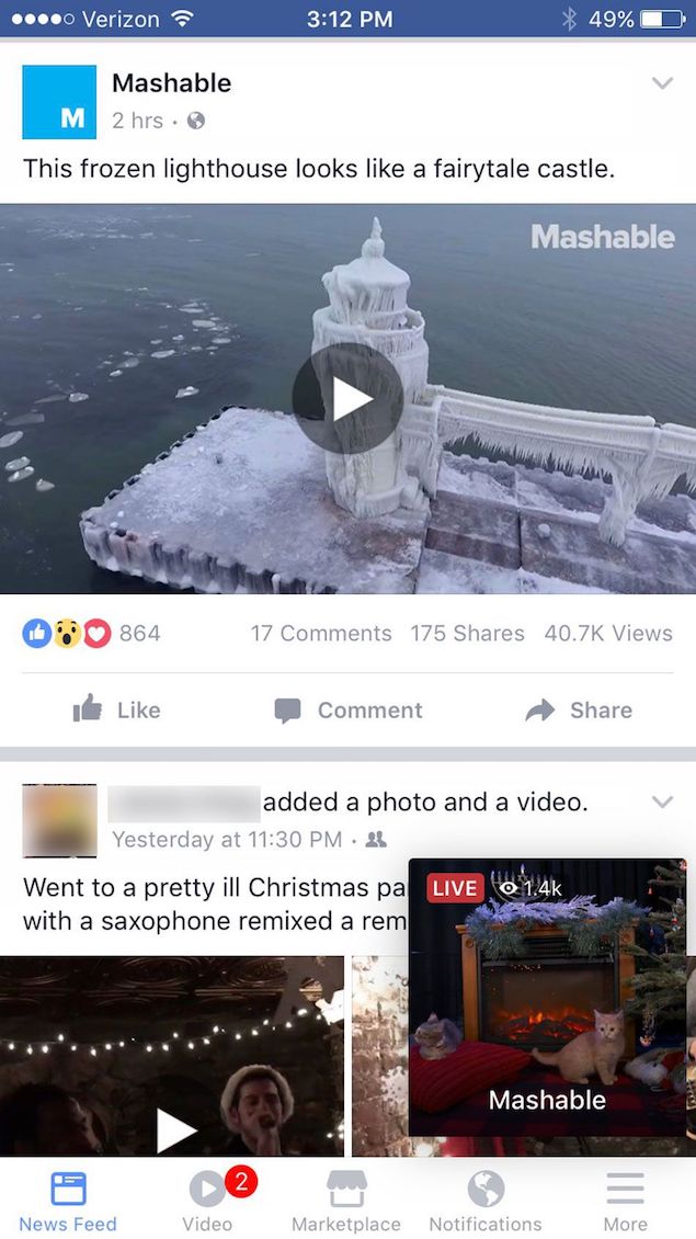 Recommended Facebook live videos