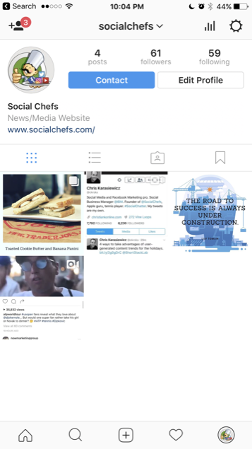 Instagram channel for Social Chefs