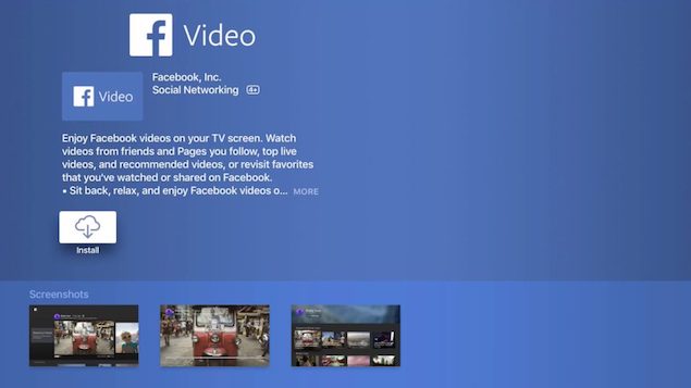 Facebook video app for Apple TV