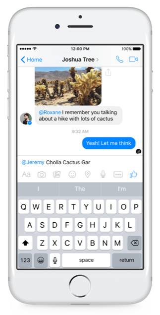 Mentions in Facebook Messenger