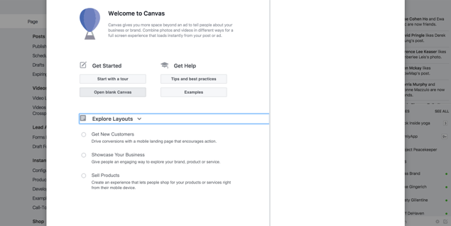 List of Facebook Canvas ad templates
