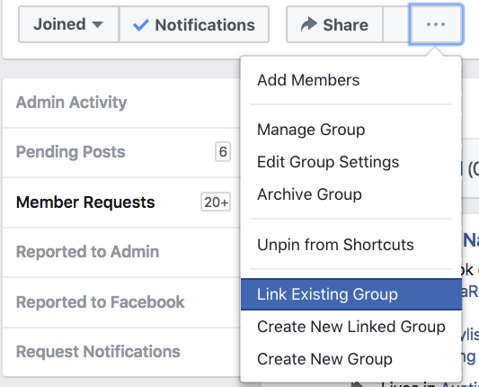 Link to an existing Facebook Group