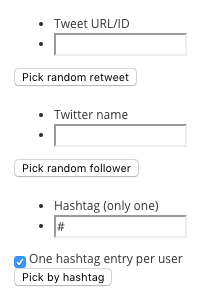 Draw random followers, retweets, hashtags and more for Twitter contests or giveaways with Tweetdraw