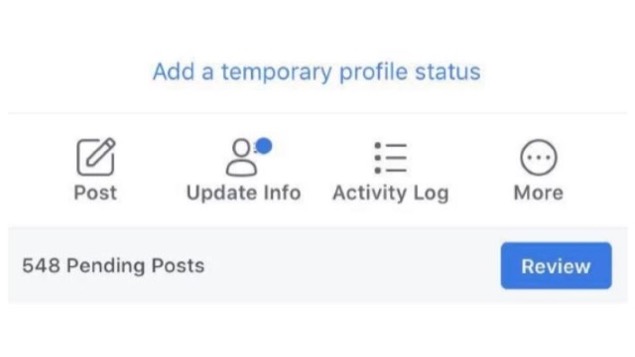 Facebook temporary profile status