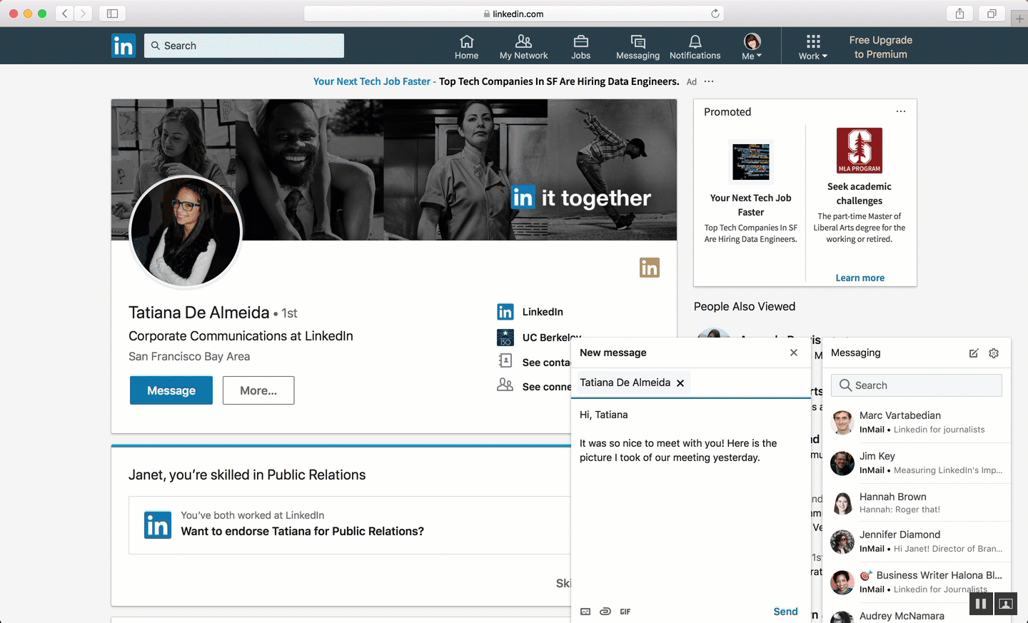 Copy and paste in LinkedIn messages