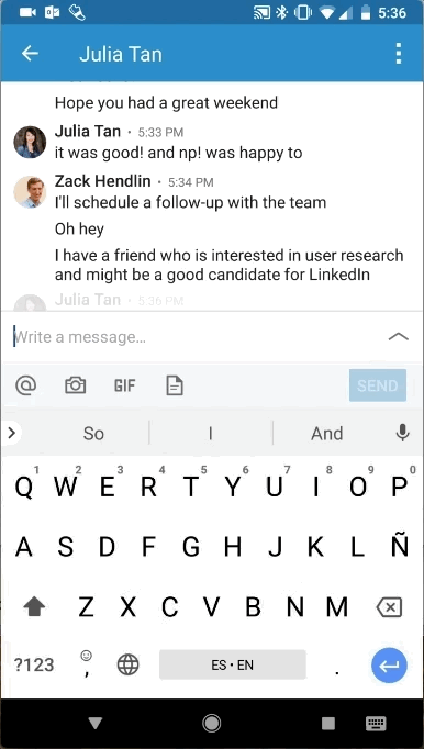 File attachments in LinkedIn messages