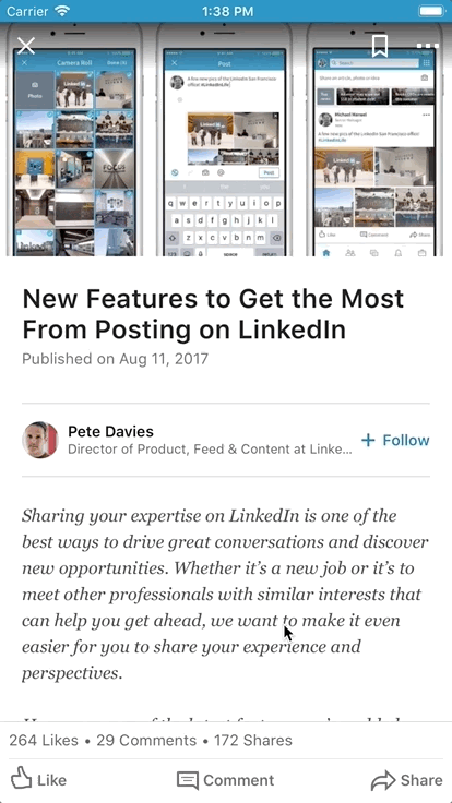 Share quotes in LinkedIn posts