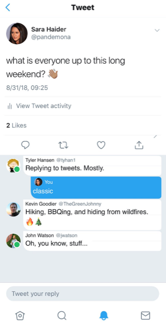Twitter reply threading