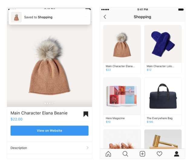 Instagram shopping collections